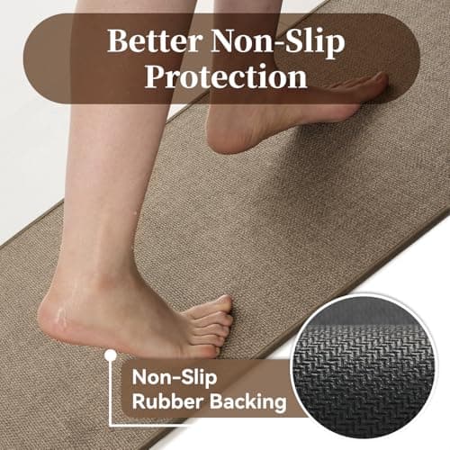 MontVoo Bath Mat Rug-Ultra Thin Non Slip Bath Mats for Bathroom Mat Quick Dry, Rubber Backing Washable Bathroom Rugs Fit Under Door, Absorbent Bath Rugs for Floor,20"x32",Khaki - Thumbnail 3
