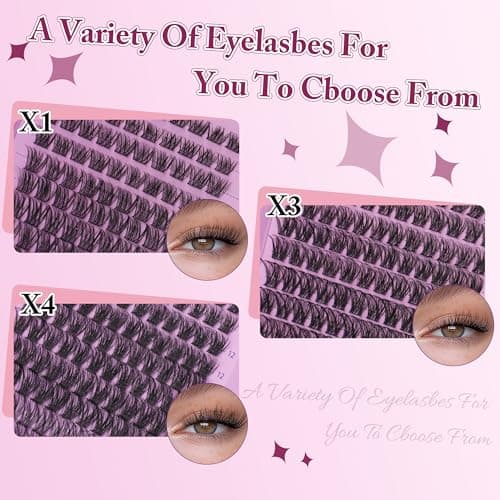 Jomay Lash Clusters Kit - Wispy Lashes for Natural Volume Eyelash Cluster Extensions, DIY Individual Waterproof with Soft Thin Band & Seal Glue (Includes Tweezers & Remover) D Curl 10-18mm 120pcs (X4) - Thumbnail 6
