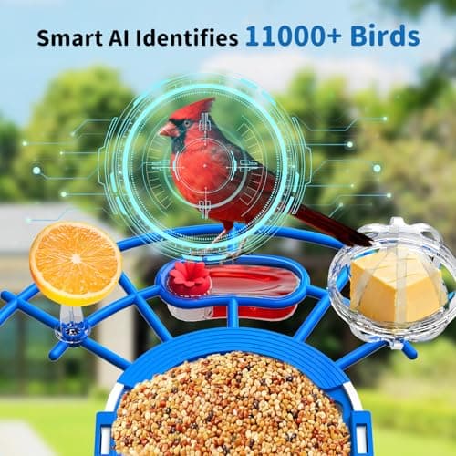 NIORSUN Smart Bird Feeder with Camera Solar Powered, 2K HD Video AI Recognition Feeder with Instant Notifications, Eagle Alarm, Infrared Night Vision, Ideal Gift for Family and Bird Lovers, Blue - Thumbnail 6