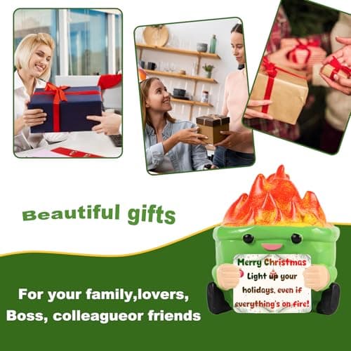 TTDOM Dumpster Fire Desk Accessories Encouragement Gifts with 4 Interchangeable Positive Cards Funny Motivational Gifts Office Humor Desk Decor Appreciation Gift for Coworkers Employees Friends - Thumbnail 5