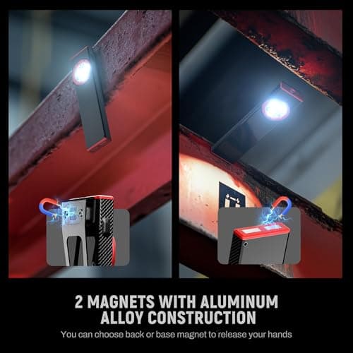 lexall EDC Flashlight, 800Lumen Rechargeable Pocket Flat Flashlight, Magnetic LED Flashlight with Clip, Dimmable Mini Area Light for Car Repairs/Inspection/Travel/Emergency/Camping - Thumbnail 5