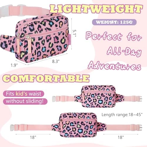 WOOMADA Fanny Pack, Crossbody Bag Waist Bag with Adjustable Waistband, Cute Belt Bag for Gifts(Pink Leopard) - Thumbnail 2