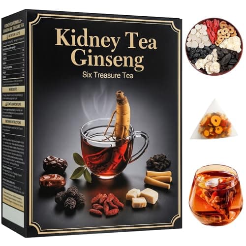 Kidney Tea - Ginseng Six Treasure Tea for Men & Women, Herbal Ginseng Tea Bags for Liver 7 Precious Natural Ingredients Formula, Thoughtful Gift for Spouses, Parents, Gym-Goers(1 Pack/25 Bags) - Image 1