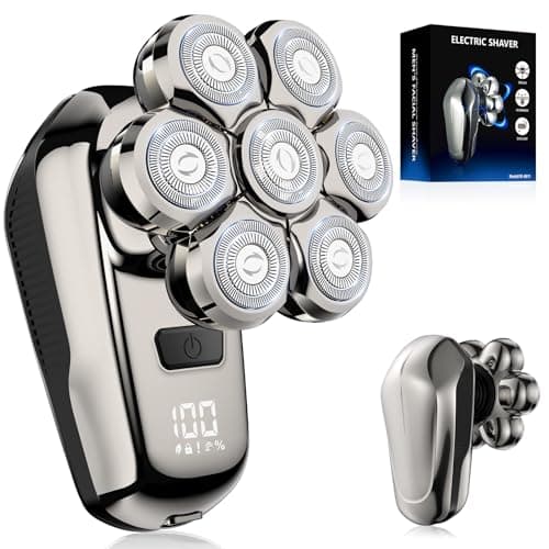Head Shaver for Bald Men, Coklean 1400mAh Detachable Electric Shavers Rechargeable Rotary Shaver with LED Display & 8500RPM Motor IPX6 Waterproof Dry/Wet Electric Razor, Gift for Dad Husband - Image 1