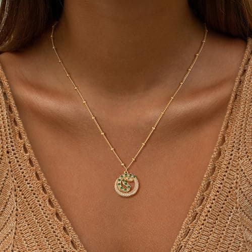 Valloey Rover Dainty Gold necklace for Women?Diamond Gold Snake Necklace for Women Trendy Waterproof Jewelry Gold Pendant Chain Necklace Jewelry Gifts for Her - Thumbnail 2