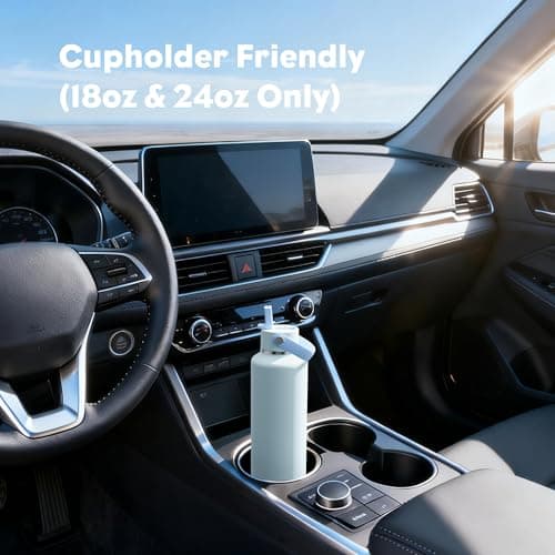 POWCAN 24 oz Insulated Travel Water Bottle for: Leakproof, BPA-Free, Top Handle, Stainless Steel Water Bottle with Straw for School, Outdoors, Camping, Sport, Hiking, Biking, Playground (Sea Breeze) - Thumbnail 5