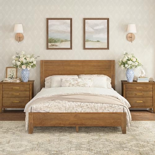Cozyman Wood Platform Bed Frame Queen Size with Headboard, Camas Queen, Acacia Wood, No Box Spring Needed, Easy Assembly, Dark Wood - Image 1