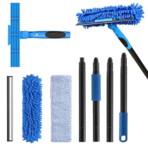 VITEVER Professional 69'' Window Squeegee Cleaner Tool with Extension Pole, 2-in-1 Squeegee for Window Cleaning Kit with Scrubber and Rotating Head, 1 Blade 2 Scrubber - Image 1