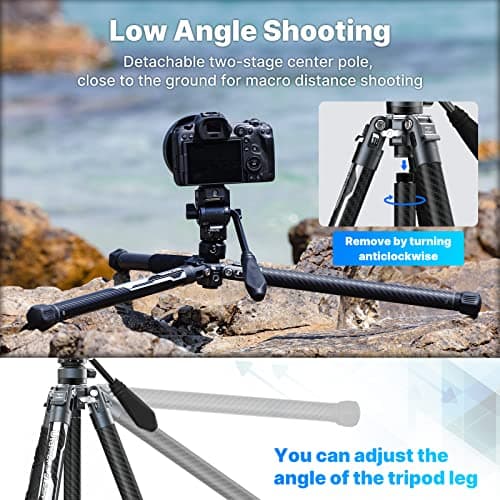 ULANZI F38 Video Travel Tripod, 61.4" Carbon Fiber Tripod w Quick Release Fluid Head, 2.38lbs Ultra Lightweight Portable Stable Professional Camera Photo Video Tripod, Load up to 22lbs, with Bag - Thumbnail 5