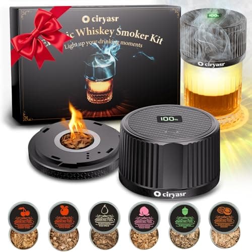 Electric Whiskey Smoker Kit Upgraded, Rechargeable Cocktail Smoker Kit with 4 Light Modes & 6 Wood Chips, Old Fashioned Whiskey Accessories, Bourbon Gifts for Men, Dad, Husband, No Butane - Image 1