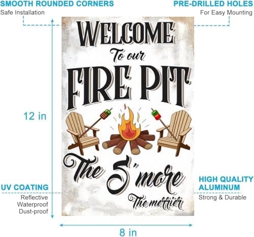 Carastora Vintage Metal Sign for Fire Pit Area - Wall Art Tin Sign for Patio, Backyard, Camping, Country Garden Decor, 8x12 Inch - Thumbnail 6