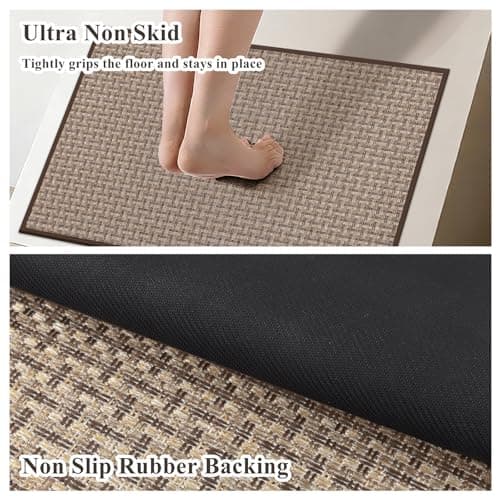 Ileading Non Slip Kitchen Rug, Waterproof Anti Fatigue Cushioned Floor Mat for Kitchen, Durable Entryway Doormat, Dirt Resistant Small Runner Rug with Rubber Backing 23"x35.5" - Thumbnail 3