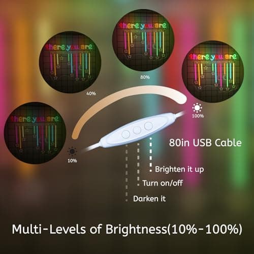 There You Are Neon Signs for Wall Decor Letter LED Neon Lights USB Powered Dimmable for Home Gifts Office Bedroom Wedding Party Store Colorful LED Sign Classroom Neon Decor - Thumbnail 6