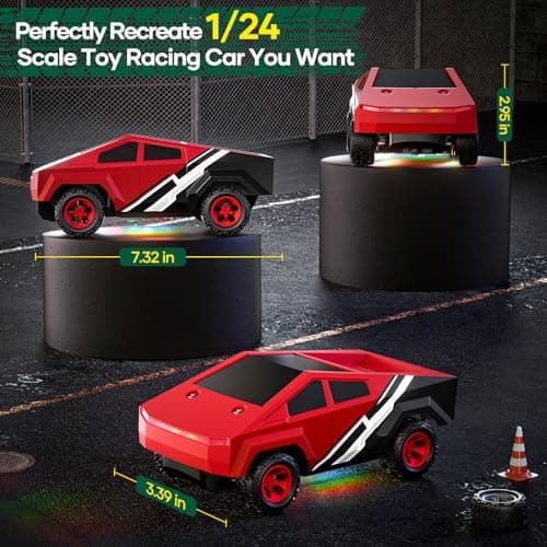 HOMETALL Remote Control Car RC Trucks - 2WD RC Truck Toy RC Cars for All Terrain, 1/24 Scale Pick-up Hobby Monster Truck Toys 2.4GHz Off-Road Vehicles Kids Gifts for Boys/Girls Age 3+, Red - Thumbnail 2