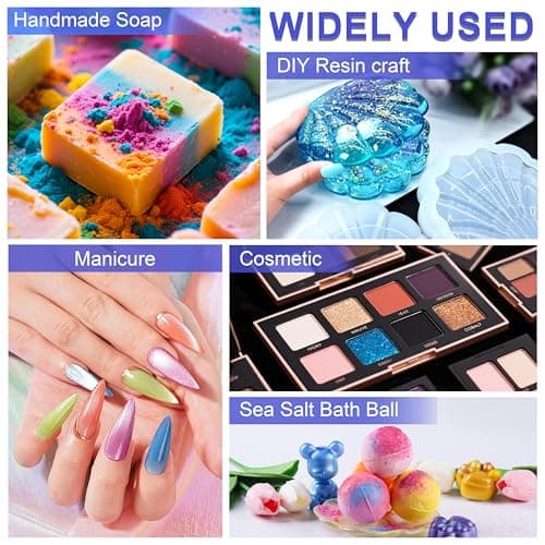 MTBJZJ Mica Powder for Resin, 25 Colors - 20g/Bottle of Epoxy Resin Color Pigment,for Candle Dye, Lip Gloss Pigment, Soap Making, Slime Colorant, Paint, Bath Bombs,Nail Polish and Eye Shadow - Thumbnail 5