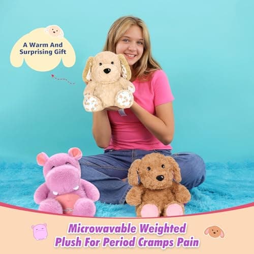 Ditucu Original Hippo Microwavable Weighted Stuffed Animal Heated Hippopotamus Plush for Warmth Comfort Period Cramps Pain Plushies Toys Gifts for Kids Purple 9 inch - Thumbnail 5