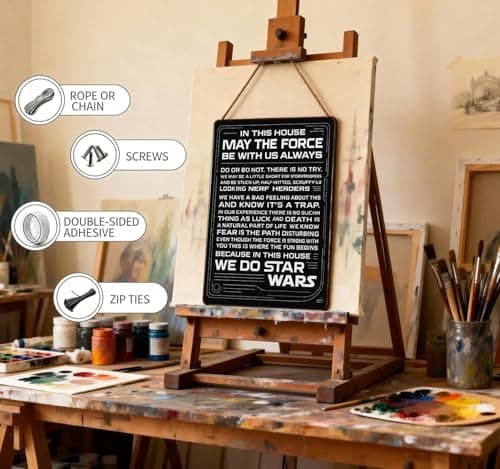 House Rules Metal Tin Sign Wall Art Rustic in This House Signs Gifts for Home Wall Decor Metal Tin Sign In This House Compatible For Star Wars Home Wall Art Decor Gifts Bathroom Accessories May The Force Be With You Do Or Not There Is No Try Decorations Vintage Signs 8x12 Inches - Thumbnail 6