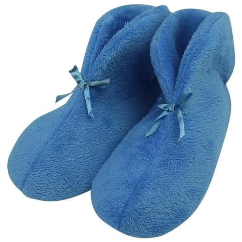 Women's Home Slippers Forfoot Casual Soft Plush Anti-slip Indoor Short Slipper Booties Vivid Turquoise Women Slippers Size Large 9.5 - Image 1