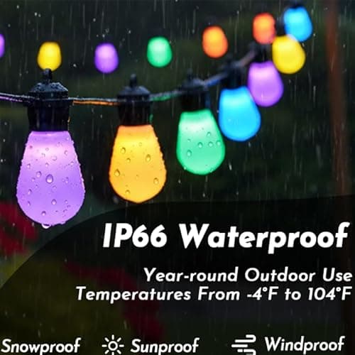 AurNyvaMay Outdoor String Lights S14, Smart Patio Lights with 15 Shatterproof LED Bulbs, APP & Remote Control, 213 Scene Modes, IP67 Waterproof for Garden, Wedding, Party, Camping - Thumbnail 4