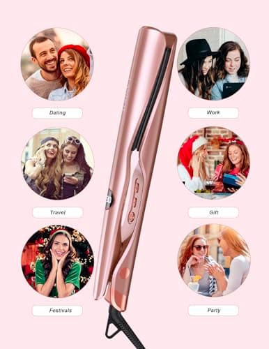 LANDOT Flat Iron Hair Straightener and Curler 2 in 1 – Ceramic Dual Voltage Curling Iron with 12 Adjustable Temps(250-450℉) for Sleek Straight, Bouncy Curls & Waves, Fast Heat Up for Travel & Home Use - Thumbnail 6