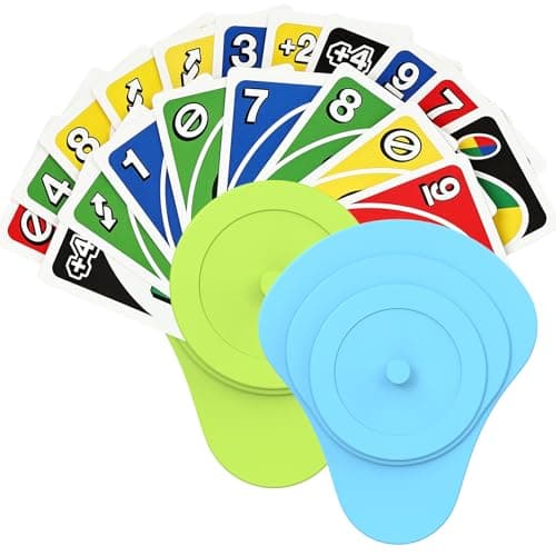 Playing Cards Holder for Little Hands Stocking Stuffer for Boy Girl UNO Game Nights, Poker, Canasta, Spite Malice, Playing Card Accessories for Family Gatherings & Travel, Set of 2 (Blue + Green) - Image 1