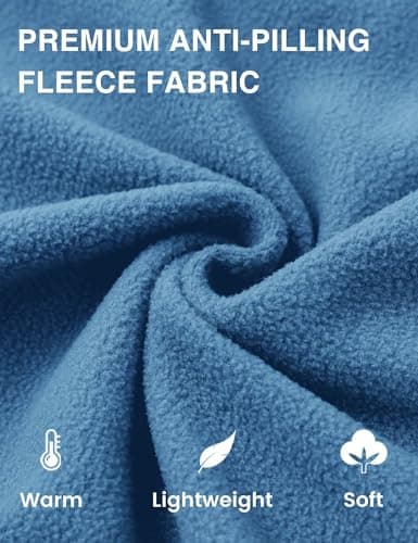 M MAELREG Mens Hoodies Microfleece Winter Warmth Golf Quarter Zip Hoodies Polar Fleece Hooded Sweatshirts for Men Misty Blue - Thumbnail 6