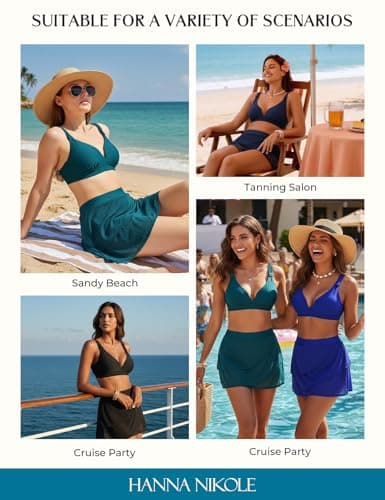 Hanna Nikole Womens Modest 2 Piece Swimsuit with Shorts Adjustable Shoulder Strap Bathing Suit Trendy Swimwear Royal Blue US 16 - Thumbnail 6