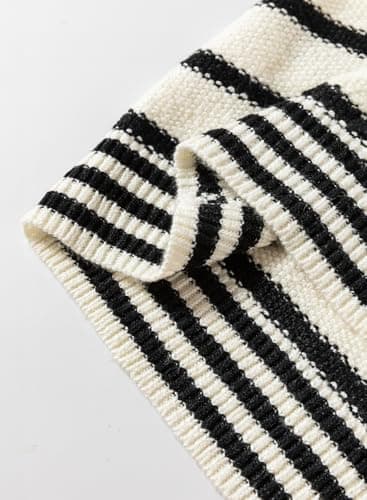 Dokotoo Vest Striped V Neck Button Vest for Women Open Front Short Sleeve Sweater for Women Plus Size Fashion Black X Large - Thumbnail 5