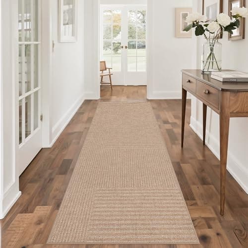 Arvenchy Easy Jute Rug 2.5x8: Indoor Outdoor Natural Boho Area Rugs for Hallway Patio Non Slip - Farmhouse Neutral Contemporary Carpet Mat for Entryway Kitchen Laundry Room Bedroom Washable - Image 1