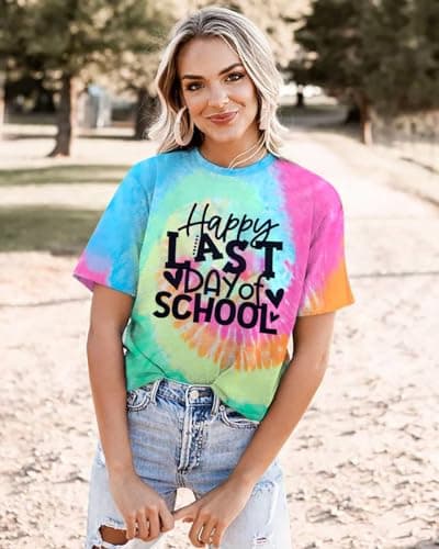 Last Day of School Teacher Shirt Funny Teacher Tshirts Teachers Day Tees Teacher Life Casual Tops Multicoloured - Thumbnail 2
