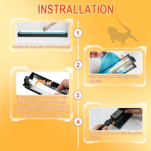 24W T5 UVB Reptile Light Fixture Combo Kit – 10.0 UVB Fluorescent Tube for Bearded Dragons, Lizards & Tortoises – UVA UVB Reptile Light, 22" Terrarium Hood (UVB 10.0-Desert, 22INCH-24W) - Thumbnail 6