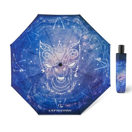 Natuquebrela Compact Small Collapsible Umbrella - Lightweight Automatic Pocket Foldable Umbrellas Cute Sun Rain Horoscope Collapsible Umbrella for Women