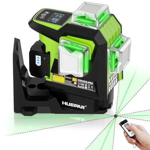 Huepar 2026 Upgraded 360 Laser Level with Electric Fine Adjustment Rotating Base, Fixed-Point Pivot Alignment, Remote Control, Rechargeable, 1/13" High Accuracy Self Leveling Lazer Leveler, Pluse Mode - Image 1