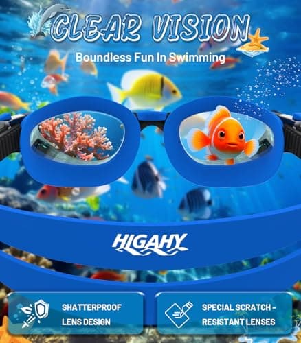 HIGAHY Swim Goggles for Kids 6-14, 2 Pack Anti-Fog UV Protection Clear Swimming Goggles, Leakproof Pool Swim Goggles for Boys Girls - Thumbnail 2