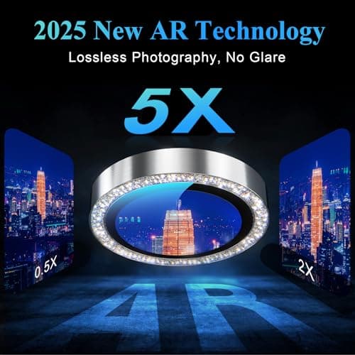 YWXTW Camera Lens Protector for iPhone 17 Pro/iPhone 17 Pro Max, [1 Step Installation Tray] Tempered Glass Screen Protector Metal Individual Camera Cover Accessories Case Friendly (Glitter Silver) - Thumbnail 4