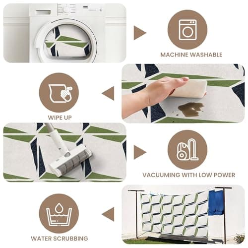 GEMBED Washable 6x9 Area Rug - 0.4 Inch Thick Soft Non Slip Geometric Modern Foldable Machine Washable Rug for Living Room Bedroom Home Office - Green, 6'x9' - Thumbnail 5