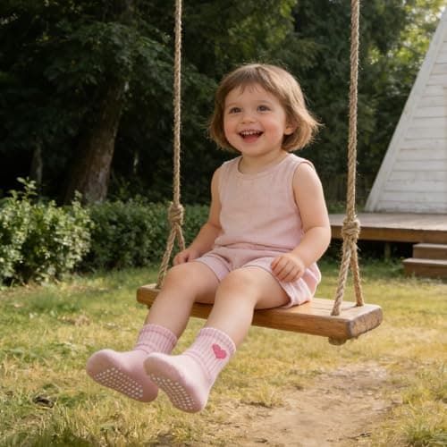 BISOUSOX Toddler Grip Socks for Baby Girls Boys 0-5T, Non-Slip Grippy Socks for 0-6-12-18M Infant Newborns Walking Home - Thumbnail 3