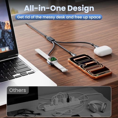 Firsting Travel Essentials,3 in 2 USB C Cable for Watch Charger/iPhone 17 Charger Cable Designed for iWatch Chargers, Multi Charging Cable Compatible with iPhone 17-11/iWatch 11-1/ultra/se 6FT - Thumbnail 6