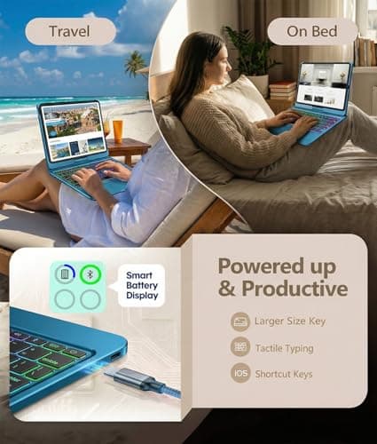 BABG for iPad 10th 11th (A16) Case with Keyboard&iPad Air 11(M4,M3,M2),360°Swivel,7 Use Modes,Rainbow Backlight Keyboard for iPad Pro 11(1st/2nd/3rd/4th Gen)&iPad Air 5th/Air 4th-Lake Blue - Thumbnail 6