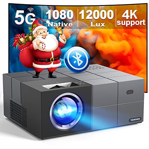 Projector with WiFi and Bluetooth,12000LM Native 1080P Outdoor Projector, YOWHICK Portable Movie Smart Projector, Home Projector 4K Supported for Phone/TV Stick /HDMI/USB - Image 1