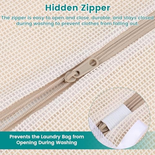 Dntorx 6Pcs Durable Cotton Mesh Laundry Bags for Delicates, 12×16in+16*20in+20*24in Breathable Laundry Mesh Wash Bags with Sturdy Zipper for Delicates, Clothes, Pants, Underwear, Bra, Socks (M+L+XL) - Thumbnail 5