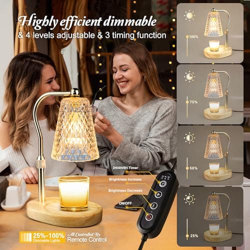 Candle Warmer Lamp with Timer, Adjustable Candle Warmer Lamp with 1 Bulbs,2/4/8-Hour Timing Function,4-Level Dimmable, Adjustable Height - Thumbnail 6