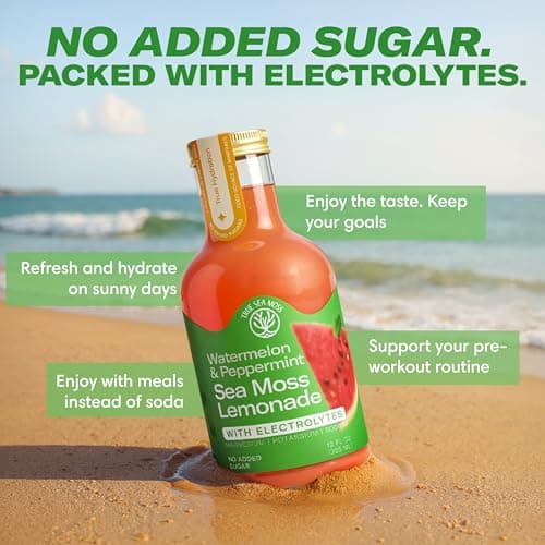 Watermelon Peppermint Sea Moss Electrolyte Lemonade – Cool & Refreshing Hydration Drink – Sea Moss & Electrolytes – 4 x 12 fl oz Bottles – Made in USA - Thumbnail 5
