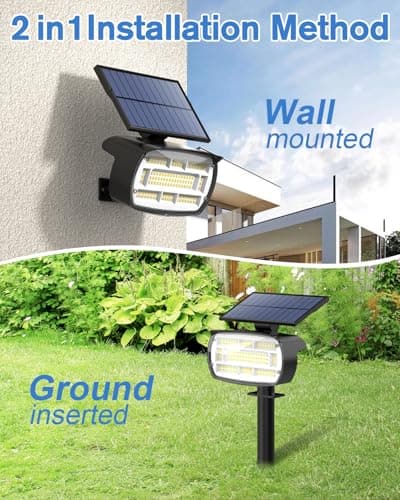 Fabrito Large Solar Spot Lights Outdoor 4 Pack, 1000 Lumens High Brightness, IP65 Waterproof Solar Spotlight with 136 LEDs, Dusk to Dawn Solar Landscape Lights for Yard, Garden, Pathway, Plants(White) - Thumbnail 6