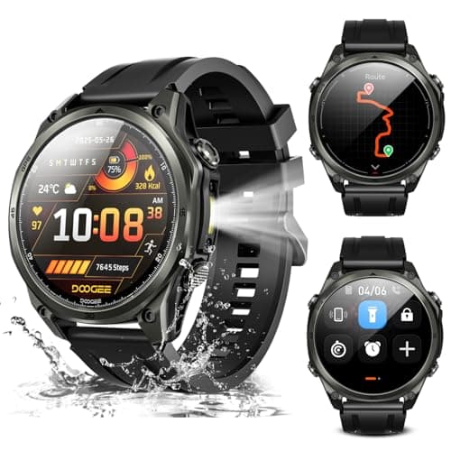 DOOGEE Anywise W1 Mens AI Smart Watch, 5ATM Dual-Band GPS Fitness Tracker, 1.43'' Smart Watches for Android and iPhone, 170+ Sports Modes, Answer/Make Calls/12 Days Battery/Led Flashlight/2 Strap - Image 1