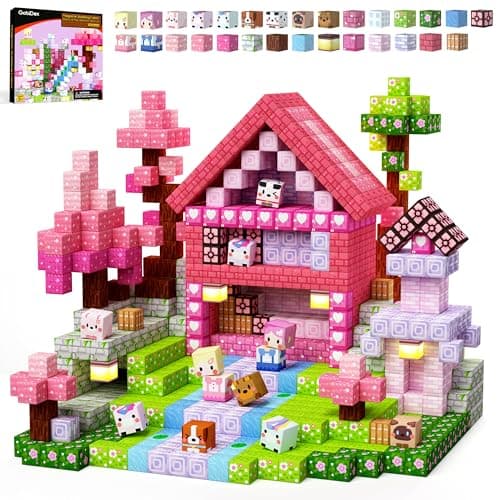 GobiDex 100PCS Magnetic Blocks Kid Building Toys for 3+ Years Old Girls, Upgraded STEM Sensory Gifts for Princess, Kids Magnets Game for Toddler