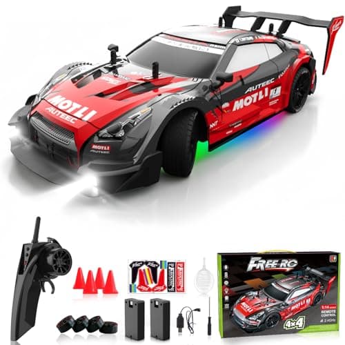 LFOLUSU Remote Control Car RC Drift Car 1:16 Scale 4WD RC Vehicle with LED Lights 2.4GHz 30km/h RTR High Speed Racing Sport Toy for Adults Boys Girls Kids Gift 2Pcs Rechargeable Battery - Image 1
