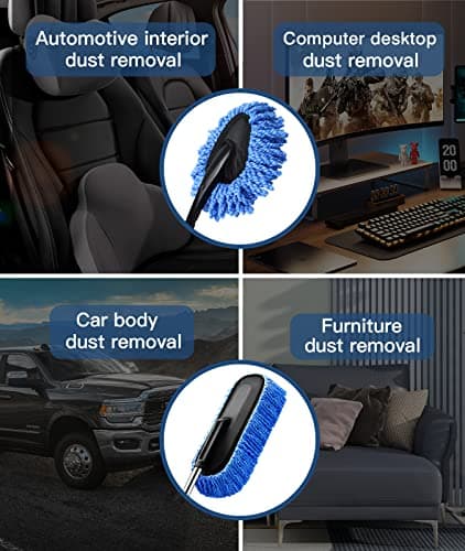 YeewayVeh Car Duster Kit, 2 Pack Car Dust Brush Set with Microfiber Pollen Dusters Scratch Free, Extendable Duster Brush & Dash Duster for Exterior Interior Cleaning Tools - Thumbnail 6