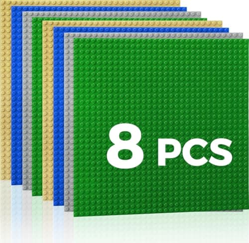 Etarnfly Classic Baseplates Building Plates-10" x 10" Building Boards,100% Compatible with All Major Brands and Activity Table, Creative Platforms Mats for Toy Bricks (Multicolored, 8 Pack)