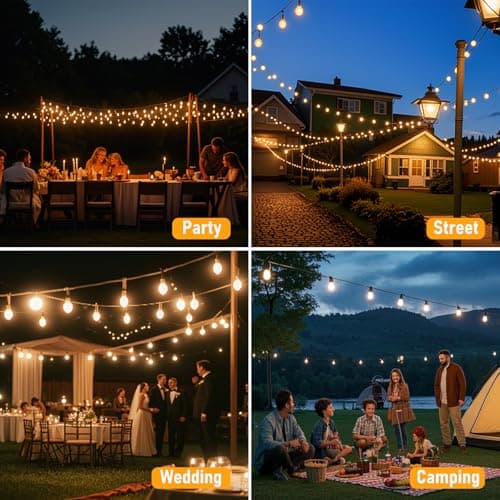 CRLIVOING Solar String Lights Outdoor Waterproof, 100FT Solar Powered Outdoor Lights with Remote, 52 Shatterproof with Edison Bulbs, LED String SolarLights for Garden, Backyard, Parties - Thumbnail 6